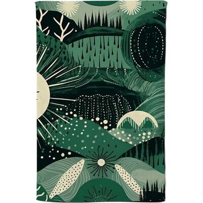 Warren Reed - Designer Abstract Green Moon Tea Towel Green Warren Reed - Designer Abstract Green Moon Tea Towel Green