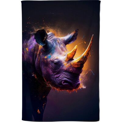 Warren Reed - Designer Golden Rhino Face Splashart Tea Towel in Grey Grey Warren Reed - Designer Golden Rhino Face Splashart Tea Towel in Grey Grey