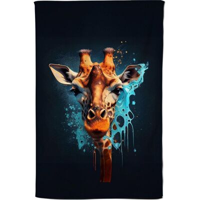Warren Reed - Designer Blue Giraffe Face Splashart Tea Towel in Grey Grey Warren Reed - Designer Blue Giraffe Face Splashart Tea Towel in Grey Grey
