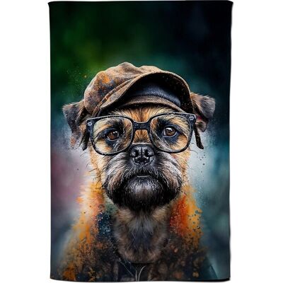 Warren Reed - Designer Border Terrier Dog Splashart Tea Towel Multicolor Warren Reed - Designer Border Terrier Dog Splashart Tea Towel Multicolor