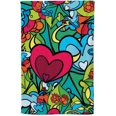 Warren Reed - Designer Hippie Psychedelic Pattern Tea Towel in Blue Blue Warren Reed - Designer Hippie Psychedelic Pattern Tea Towel in Blue Blue