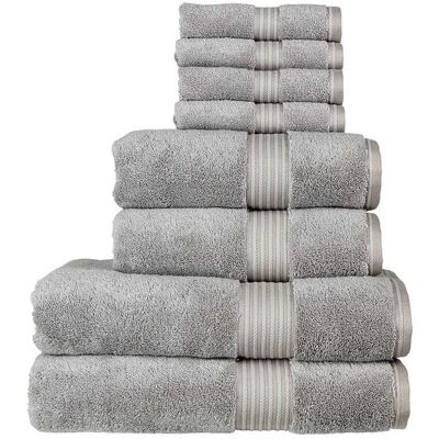 CHRISTY 'Supreme Hygro' Luxury 100% Supima Cotton 8 Piece Towel Sets in Silver Silver CHRISTY 'Supreme Hygro' Luxury 100% Supima Cotton 8 Piece Towel Sets in Silver Silver
