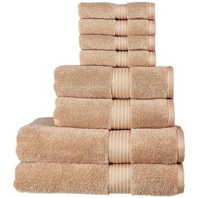CHRISTY 'Supreme Hygro' Luxury 100% Supima Cotton 8 Piece Towel Sets in Light Brown Light Brown CHRISTY 'Supreme Hygro' Luxury 100% Supima Cotton 8 Piece Towel Sets in Light Brown Light Brown