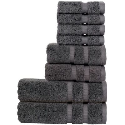 CHRISTY 'Signum' Heavyweight 100% Combed Cotton 8 Piece Towel Bundle in Dark Grey Dark Grey CHRISTY 'Signum' Heavyweight 100% Combed Cotton 8 Piece Towel Bundle in Dark Grey Dark Grey