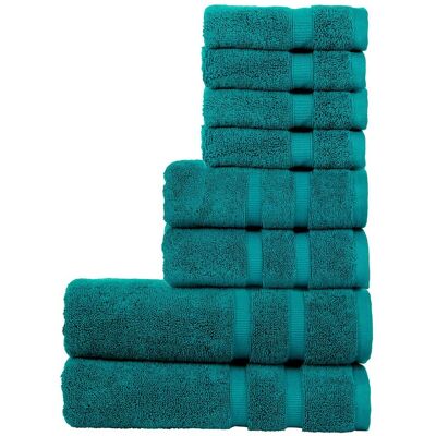 CHRISTY 'Signum' Heavyweight 100% Combed Cotton 8 Piece Towel Bundle in Teal Teal CHRISTY 'Signum' Heavyweight 100% Combed Cotton 8 Piece Towel Bundle in Teal Teal