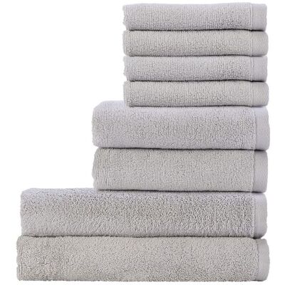 CHRISTY 'Cirrus' Lightweight Fluffy Softloft Cotton 8 Piece Towel Bale in Light Grey Light Grey CHRISTY 'Cirrus' Lightweight Fluffy Softloft Cotton 8 Piece Towel Bale in Light Grey Light Grey