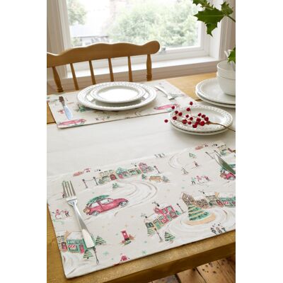 Catherine Lansfield 'Christmas Town' Cotton Dining Placemat 4 Pack in Natural Natural Catherine Lansfield 'Christmas Town' Cotton Dining Placemat 4 Pack in Natural Natural