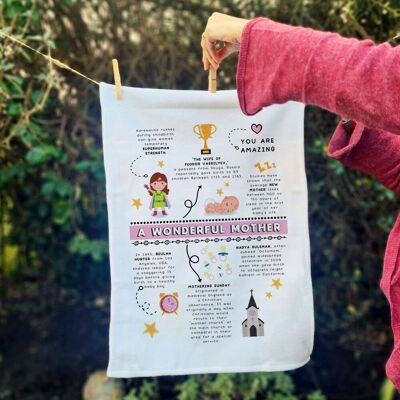 Afewhometruths Women's Personalised Mothers Day Gift For Mum to Be Amazing Facts Tea Towel in White White Afewhometruths Women's Personalised Mothers Day Gift For Mum to Be Amazing Facts Tea Towel in White White