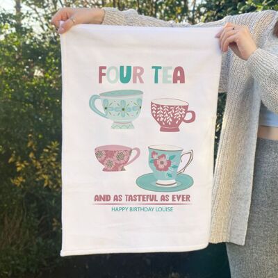 Afewhometruths Personalised Four Tea 40th birthday gift tea towel in White Size: 600mm White 600mm Afewhometruths Personalised Four Tea 40th birthday gift tea towel in White Size: 600mm White 600mm