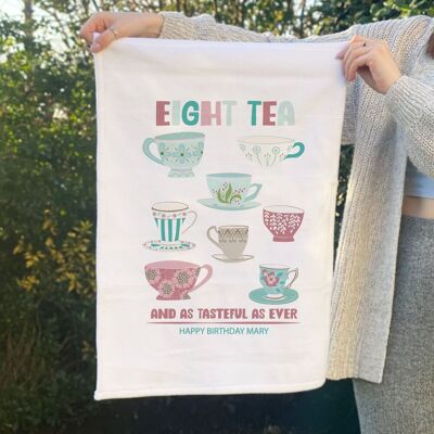 Afewhometruths Personalised Eight Tea 80th birthday gift tea towel in White Size: 600mm White 600mm Afewhometruths Personalised Eight Tea 80th birthday gift tea towel in White Size: 600mm White 600mm
