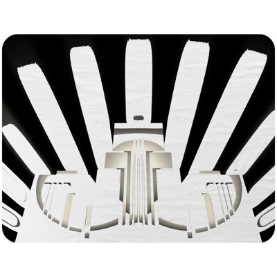Benjamin Tate Design Art Deco Skyscraper In Black & White Blanket in Natural Size: 120 cm x 150 cm Natural 120 cm x 150 cm Benjamin Tate Design Art Deco Skyscraper In Black & White Blanket in Natural Size: 120 cm x 150 cm Natural 120 cm x 150 cm