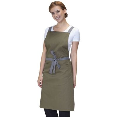 Dennys Cross Back Full Apron in Olive Olive Dennys Cross Back Full Apron in Olive Olive