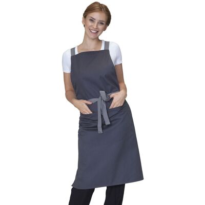 Dennys Cross Back Full Apron in Grey Grey Dennys Cross Back Full Apron in Grey Grey