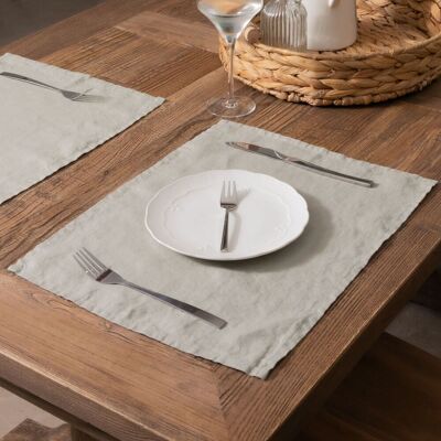 Native Natural Stone Set of 4 100% Linen Placemats Stone Native Natural Stone Set of 4 100% Linen Placemats Stone