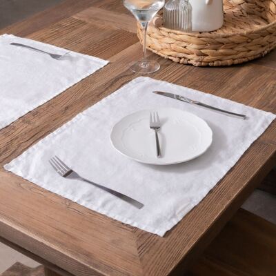 Native Natural White Set of 4 100% Linen Placemats White Native Natural White Set of 4 100% Linen Placemats White