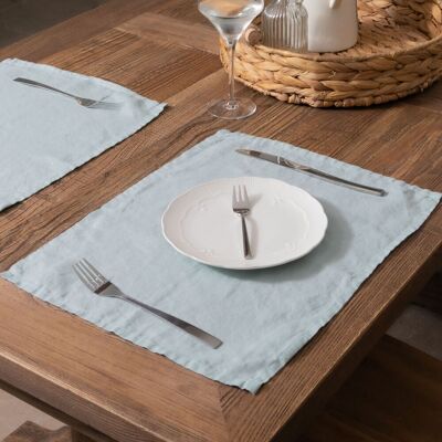 Native Natural Aqua Set of 4 100% Linen Placemats in Blue Blue Native Natural Aqua Set of 4 100% Linen Placemats in Blue Blue