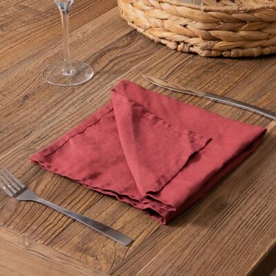 Native Natural Brick Red Set of 4 100% Linen Napkins in Dark Red Dark Red Native Natural Brick Red Set of 4 100% Linen Napkins in Dark Red Dark Red