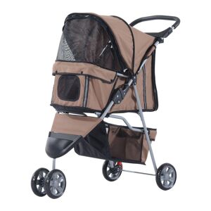 PawHut Pet Travel Stroller Cat Dog Pushchair Trolley Puppy Jogger Carrier Three Wheels for Small Miniature Dogs