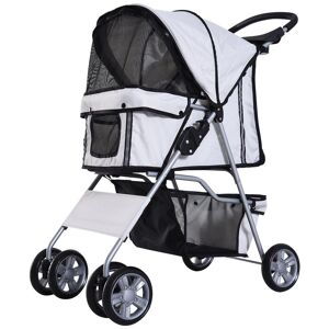 PawHut Pet Stroller for Small Miniature Dogs Cats Foldable Travel Carriage with Wheels Zipper Entry Cup Holder Storage Basket