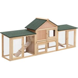 PawHut Wooden Rabbit Hutch Bunny Cage Guinea Pig House with Slide-out Tray