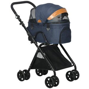 PawHut Luxury Folding Pet Stroller with Removable Carrier Adjustable Canopy