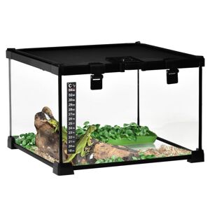 PawHut Reptile Terrarium Breeding Tank for Lizards, Horned Frogs, Snakes, Black