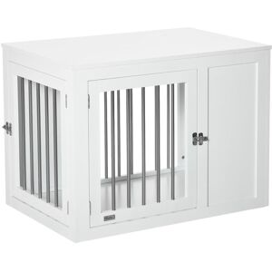 PawHut Dog Crate Pet Cage End Table with Two Doors for Medium Dog