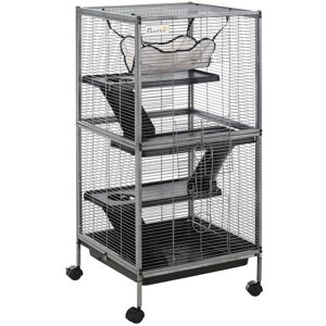 PawHut Rolling Small Animal Cage for Chinchillas Ferrets Kittens