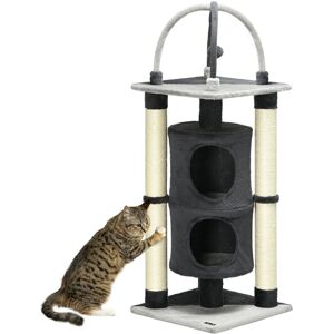 PawHut 114cm Kitten Play Tower Cat Tree with Scratching Posts, Toy Ball