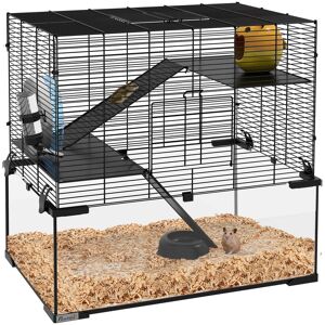 PawHut 3 Tiers Hamster Cage, Gerbil Cage with Ramps, Exercise Wheel