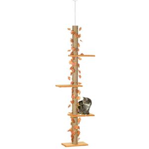 PawHut 242cm Adjustable Floor-To-Ceiling Cat Tree with Anti-Slip Kit