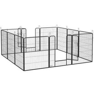PawHut 12 Panel Pet Playpen, Heavy-Duty Dog Fence, DIY Design with Doors, 80 x 100cm