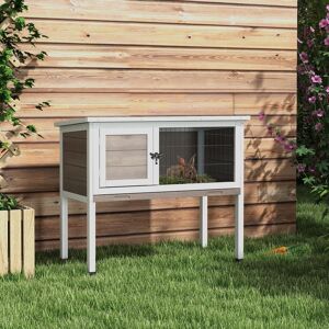 PawHut Elevated Indoor Outdoor Wooden Rabbit Hutch Hinged Asphalt Roof Removable Tray