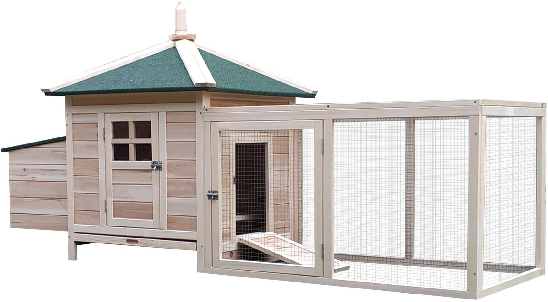 PawHut Chicken Coop Small Animal Pet Cage with Nesting Box Run Backyard