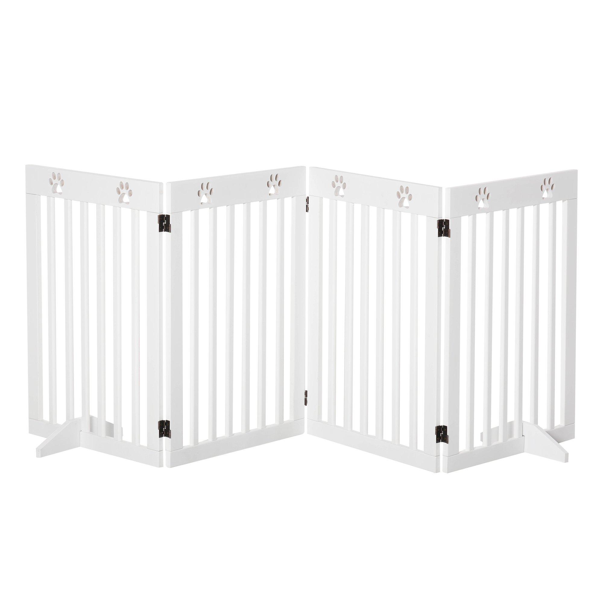 PawHut Pet Gate Foldable Freestanding Dog Safety Barrier with Support Feet