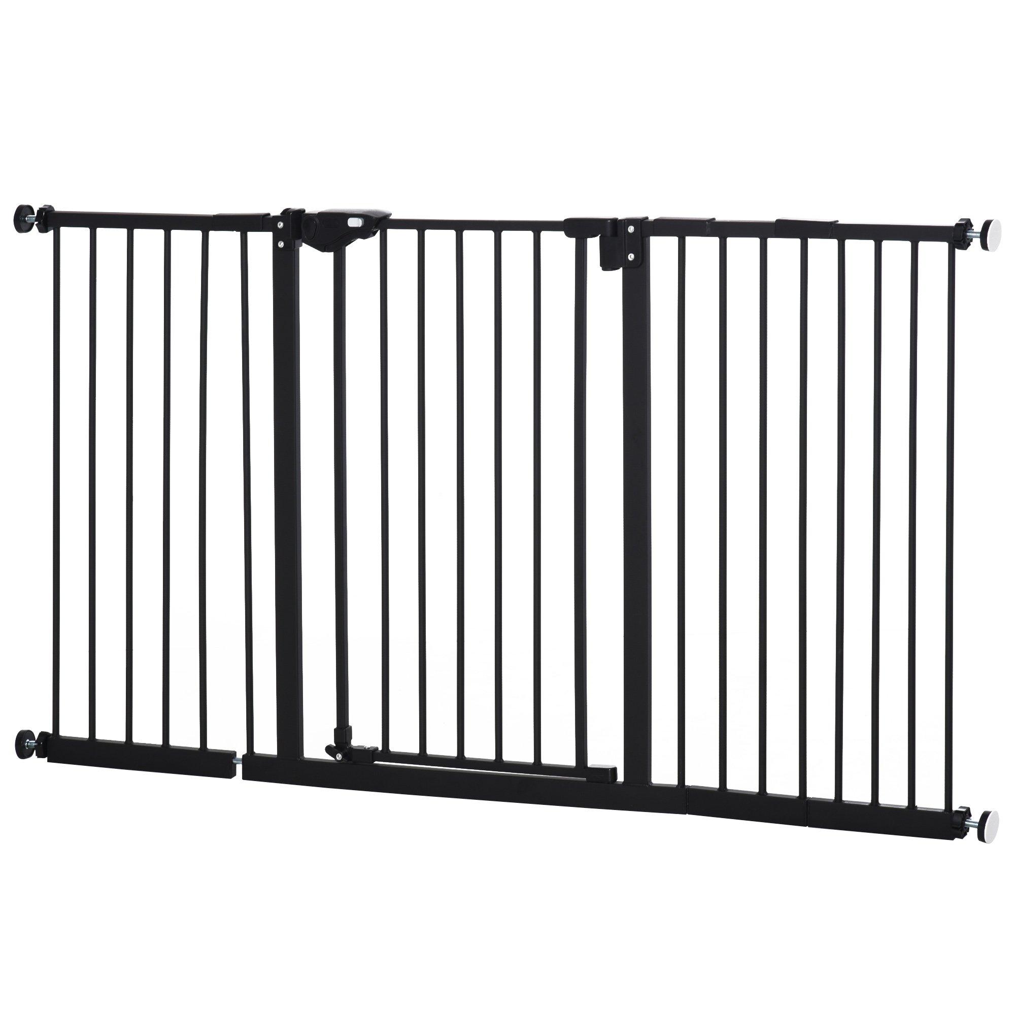 PawHut Pet Safety Gate Adjustable Barrier with 3 Extensions and Adjustable Screws