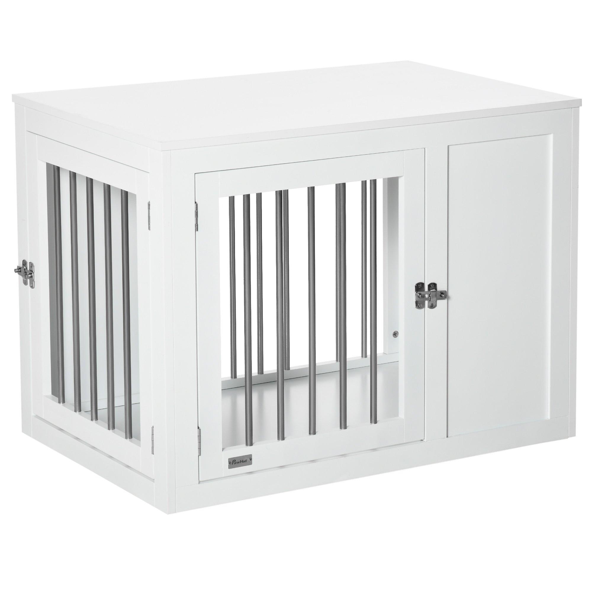 PawHut Dog Crate Pet Cage End Table with Two Doors for Medium Dog