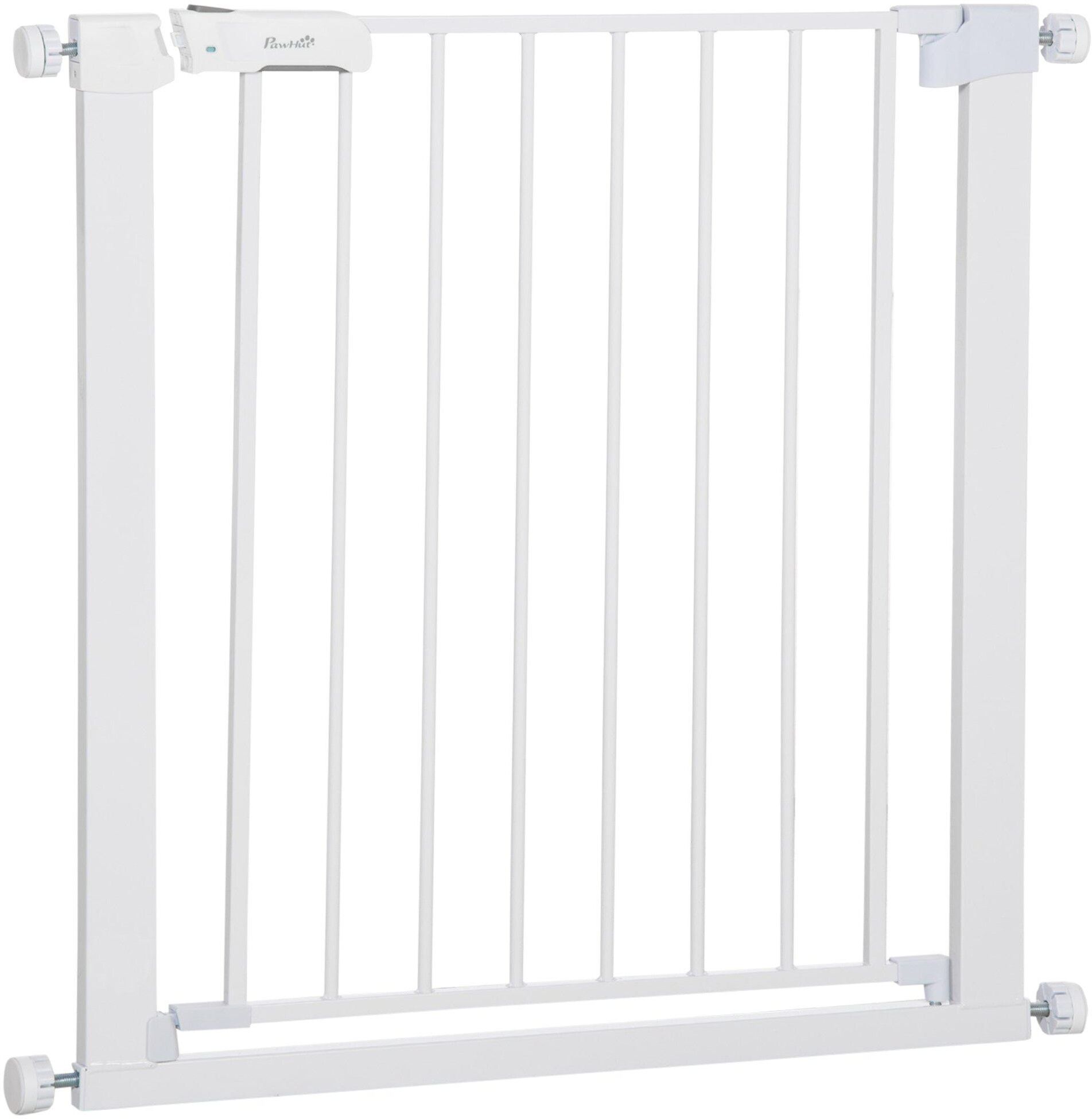 PawHut Pet Safety Gate Door Barrier Dog Metal Pet Barrier for Doorway White