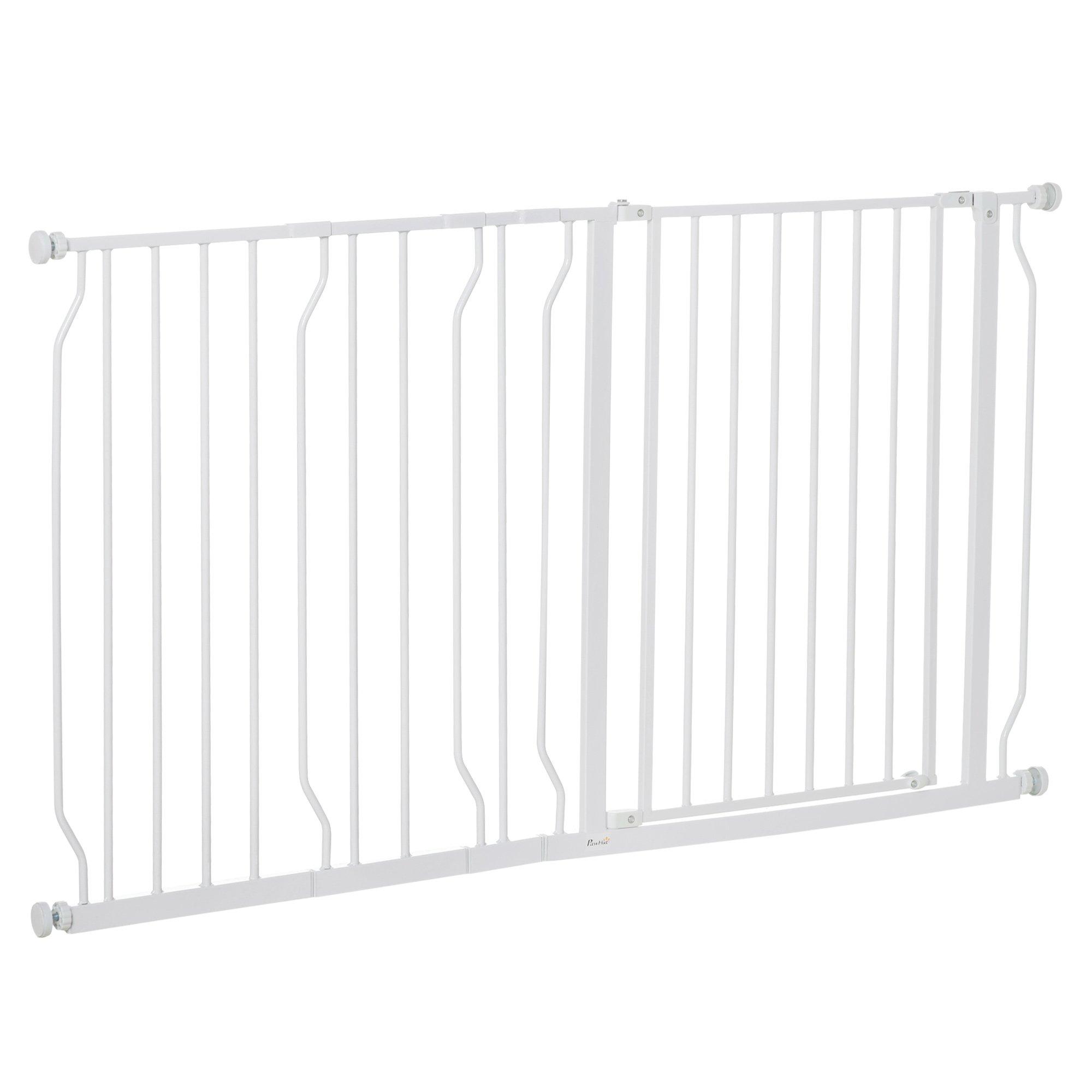 PawHut Pet Safety Gate Dog Barrier with Door Pressure Fit for Doorways, White