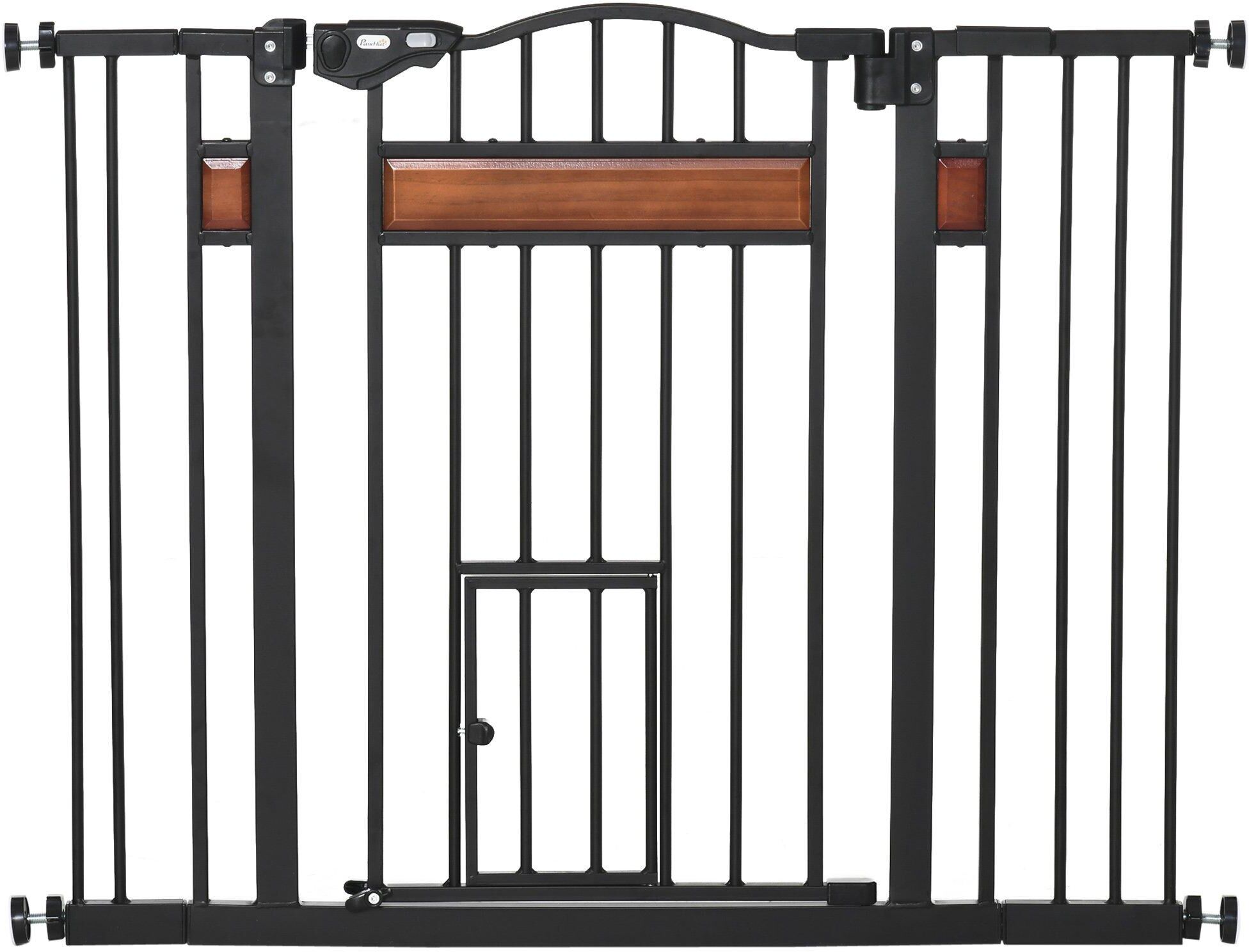 PawHut Pet Gate with Cat Door Auto Close Double Locking for Stairs