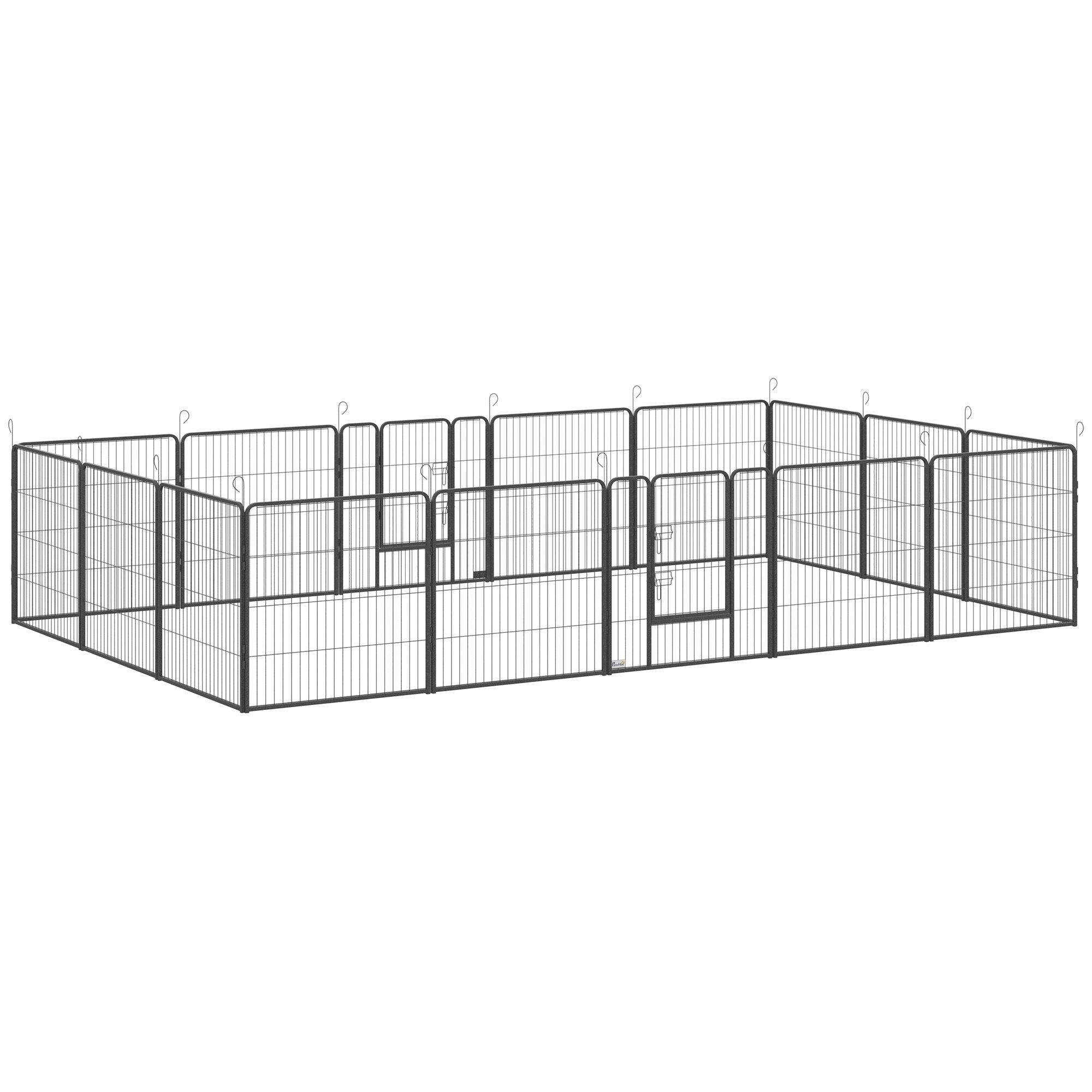 PawHut Heavy Duty Puppy Play Pen, 16 Panels Pet Pen, for Indoors, Outdoors