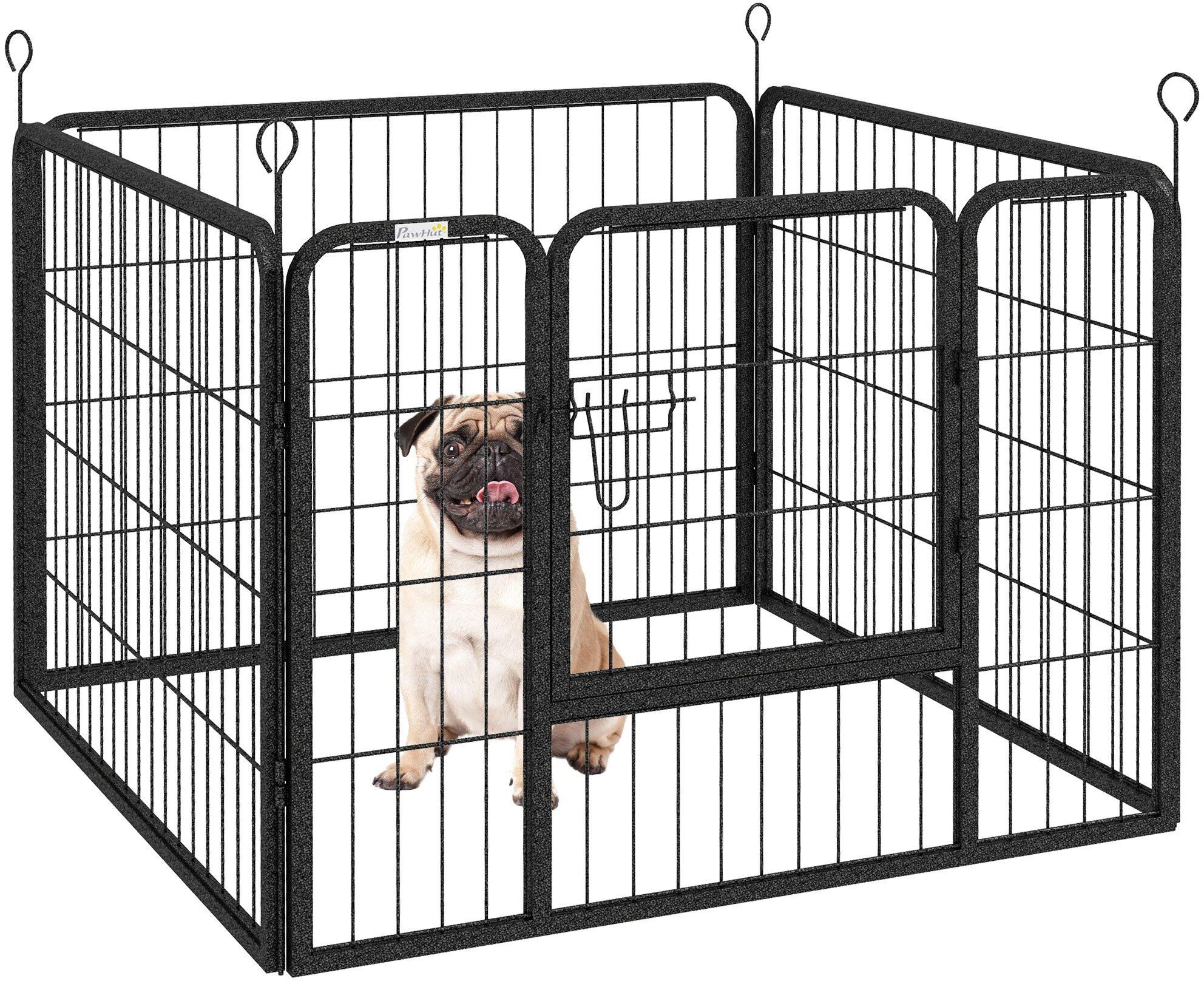 PawHut Heavy Duty 4 Panel Pet Playpen Folding Metal Dog Crate Kennel