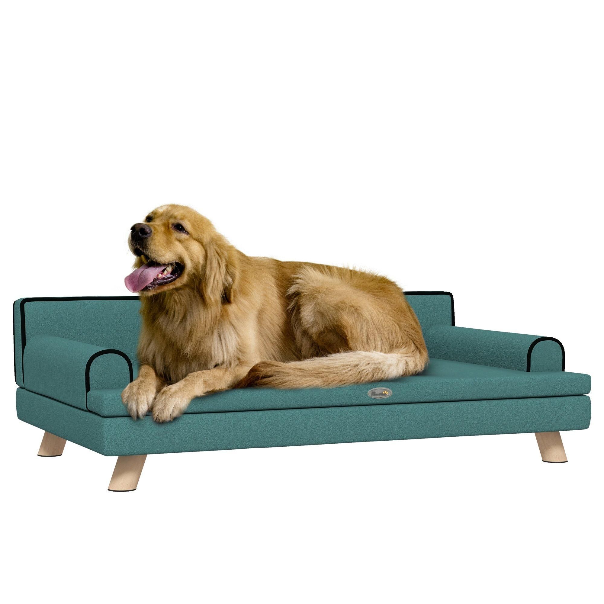 PawHut Pet Sofa for Large, Medium Digs w/ Wooden Legs, Water-Resistant Fabric