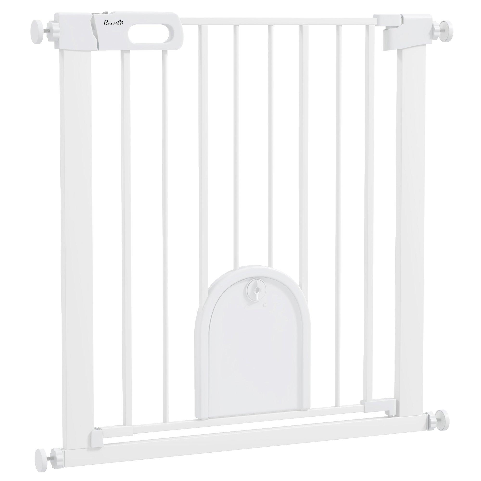 PawHut Pet Safety Gate, Stair Pressure Fit, Auto Close, Double Locking