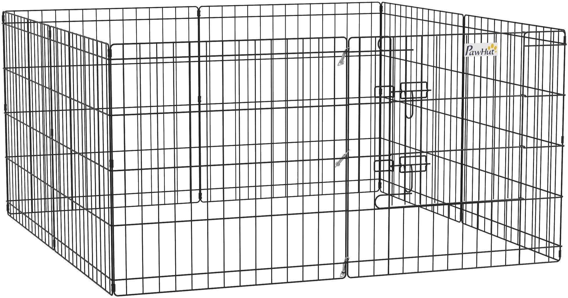 PawHut Dog Playpen Puppy Pen Metal 8 Panel Rabbit Run Pet Cage Play Pen