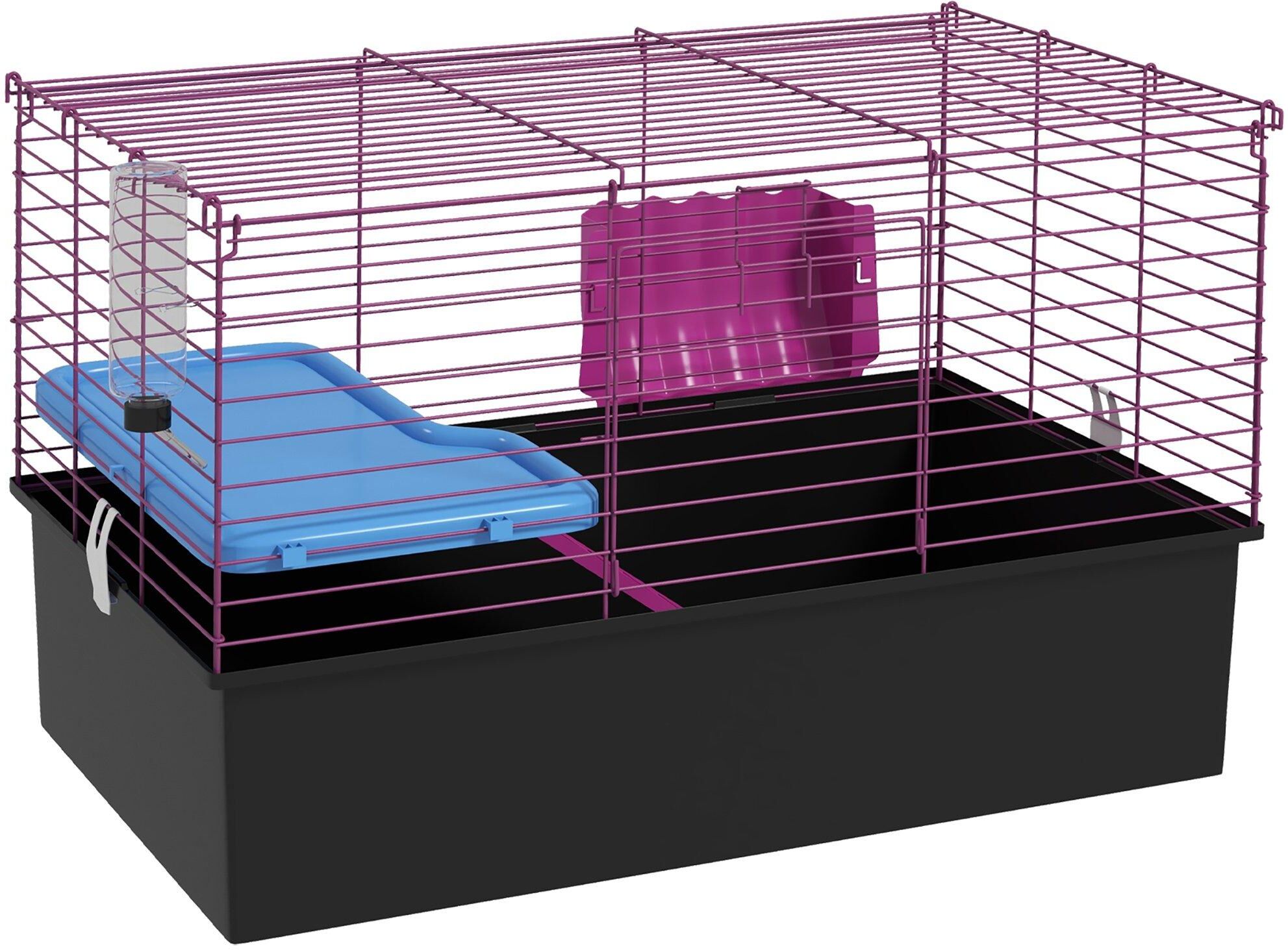 PawHut Small Animal Cage, Rabbit Hutch, Guinea Pig Pet Playhouse with Platform, Ramp