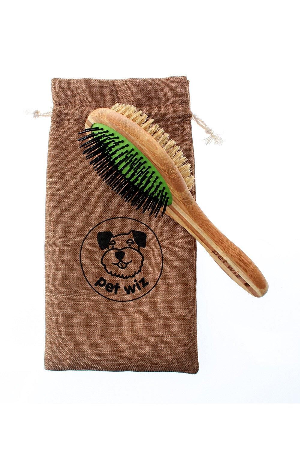 pet wiz Double Sided Pin & Bristle Bamboo Brush