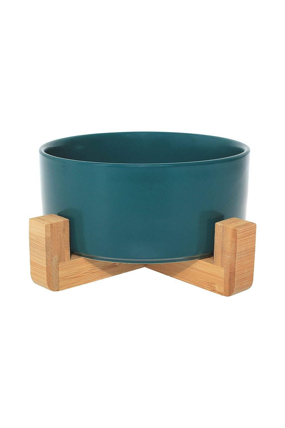 pet wiz Ceramic Bowl with Bamboo Stand for Dogs & Cats