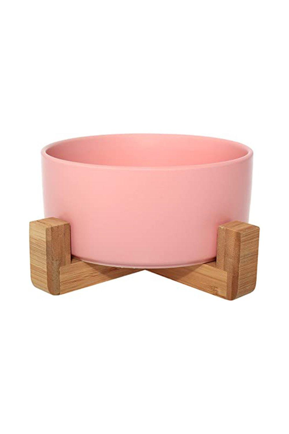 pet wiz Ceramic Bowl with Bamboo Stand for Dogs & Cats