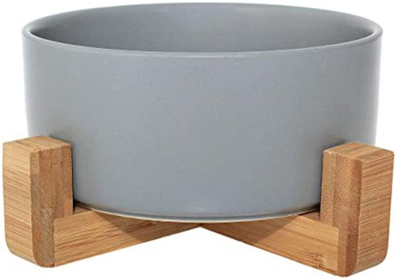 pet wiz Ceramic Bowl with Bamboo Stand for Dogs & Cats